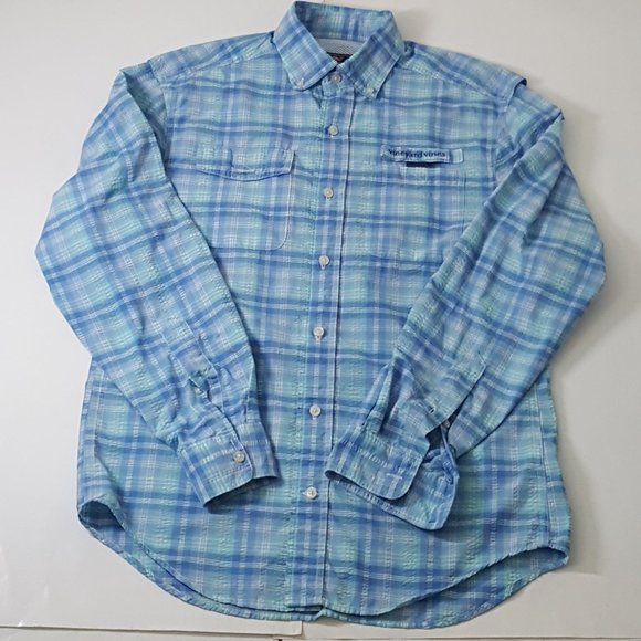 Vineyard Vines Mens Harbor Shirt Blue Plaid Long Sleeve Sz XS Multicolor - Picture 2 of 8